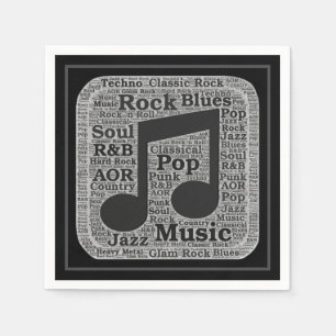 Serviette En Papier Genres vintages de musique noire et blanche