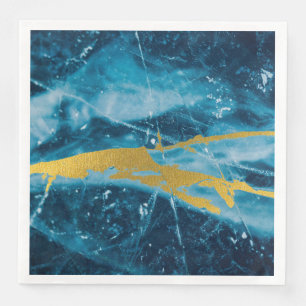 Serviette En Papier Géode Agate Gemstone Blue et Gold