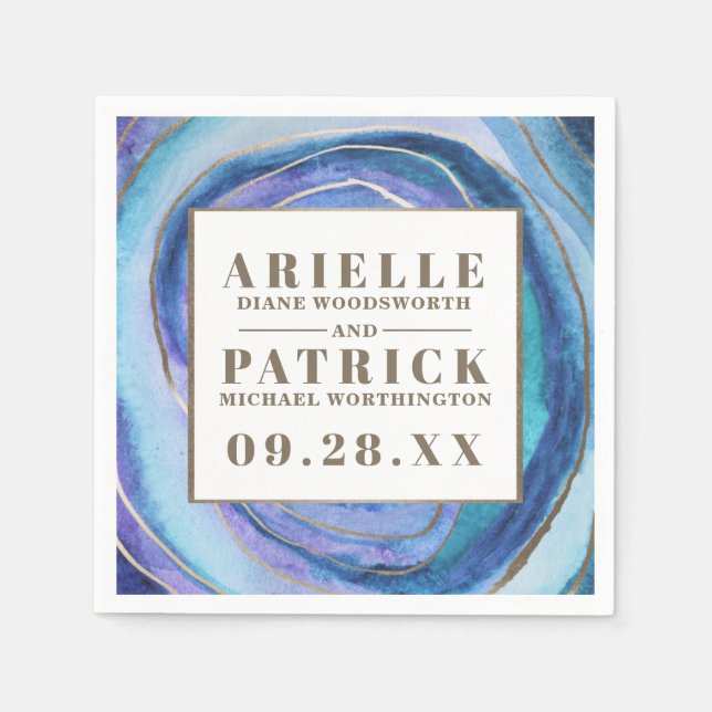 Serviette En Papier Géode Agate Gemstone Mariage Napkins (Devant)