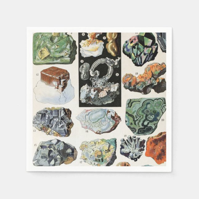 Serviette En Papier Géologie des roches minérales vintages (Devant)