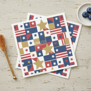 Serviette En Papier Geometric USA250 4 juillet ID1315