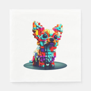 Serviette En Papier Géométrie colorée Chihuahua 3D dans le style moder