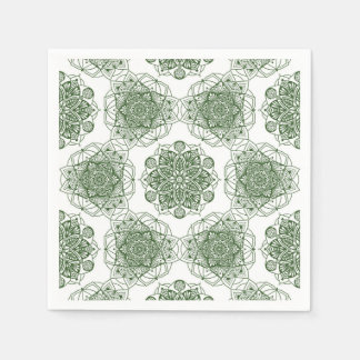 Serviette En Papier Géométrie du mandala vert