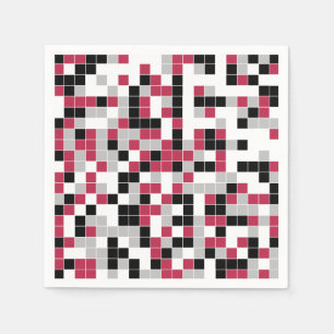 Serviette En Papier Géométrique moderne Magenta Black Grey