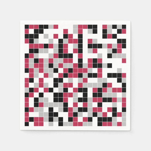 Serviette En Papier Géométrique moderne Magenta Black Grey (Devant)