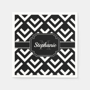 Serviette En Papier Géométrique noir et blanc