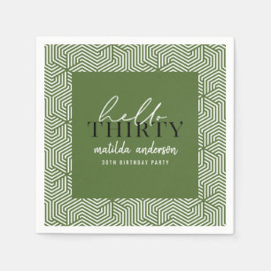 Serviette En Papier Géométriques modernes et script la 30ème fête