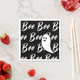 Serviette En Papier Ghost Halloween Noir et Blanc motif de livre