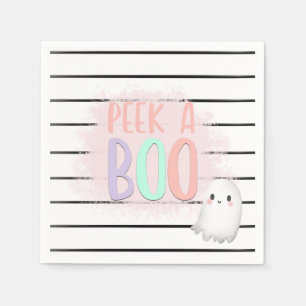 Serviette En Papier Ghost Peek A Boo Pastel Pink Halloween Anniversair
