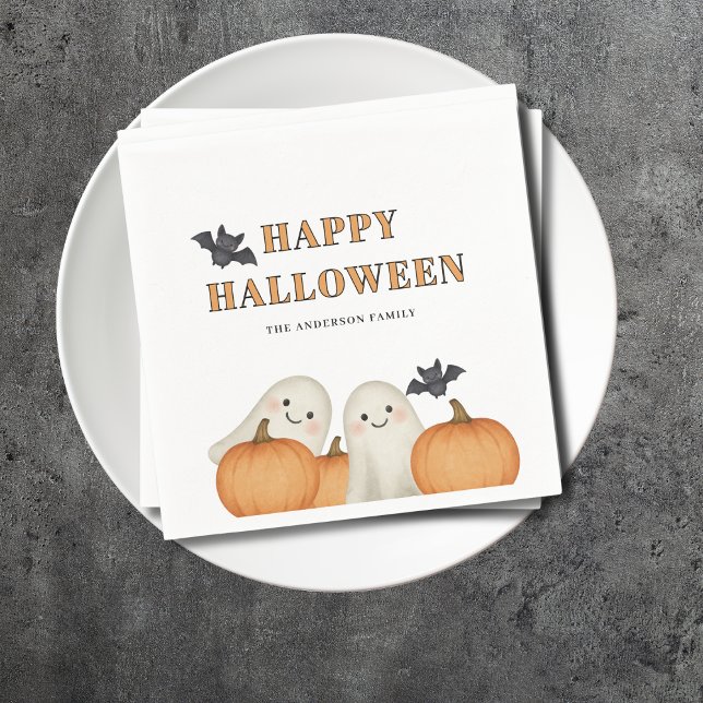 Serviette En Papier Ghost Pumpkin Personalized Halloween Party  (Créateur téléchargé)