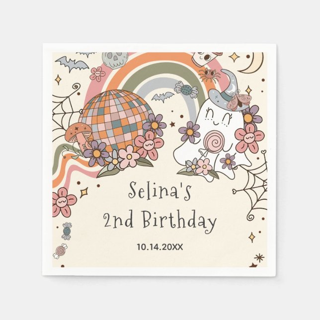 Serviette En Papier Ghost Super Retro Halloween Anniversaire Naples (Devant)