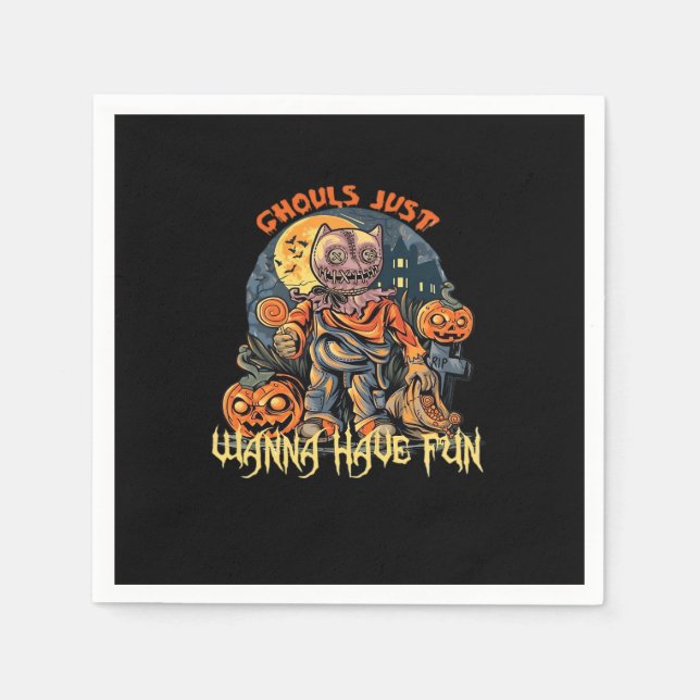 Serviette En Papier Ghouls veut juste s'amuser Halloween design (Devant)