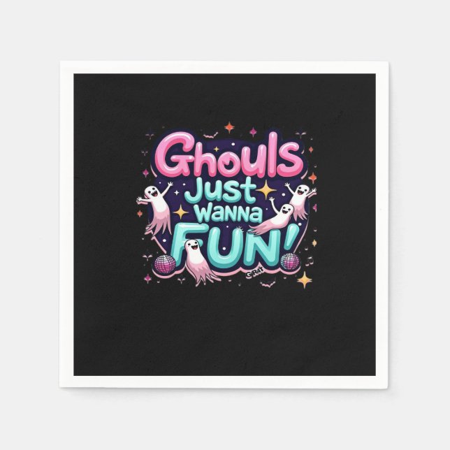 Serviette En Papier Ghouls veut juste s'amuser Halloween Disco Party I (Devant)