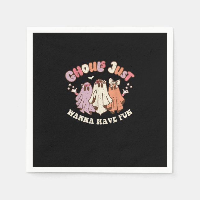 Serviette En Papier Ghouls veut juste s'amuser Retro Halloween Super (Devant)