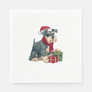 Serviette En Papier Giant Schnauzer Chien vêtements de Noël Santa Hat