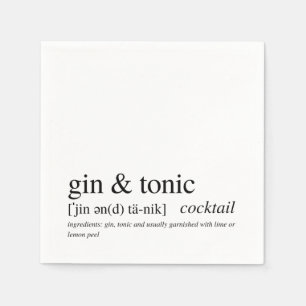 Serviette En Papier Gin & Tonic Modern Citation Typographie Noire