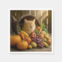 Ginger Cat In a Thanksgiving Cornucopia