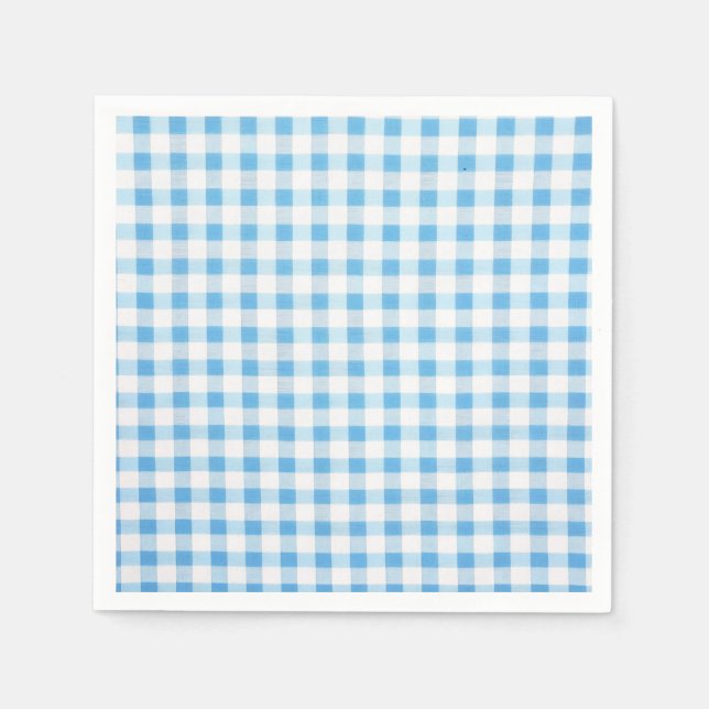 Serviette En Papier Gingham Bleu Bébé (Devant)