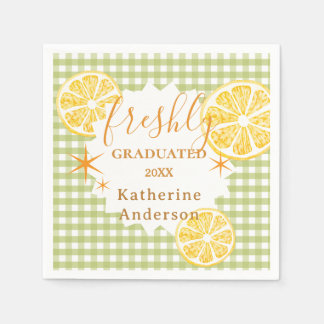 Serviette En Papier Gingham Citron Fraîchement Diplômé 