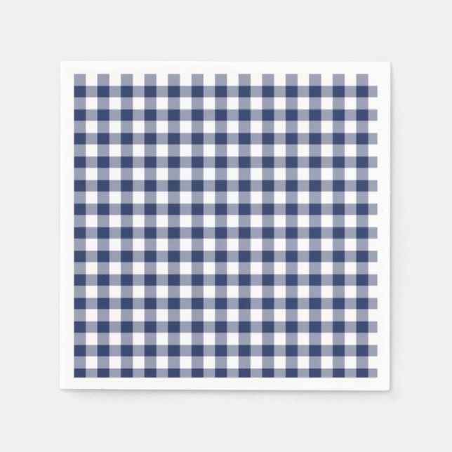 Serviette En Papier Gingham Classique Bleu Marine (Devant)