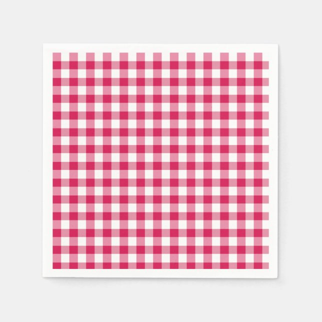 Serviette En Papier Gingham Classique Framboise (Devant)
