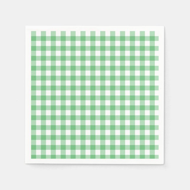 Serviette En Papier Gingham Classique Vert Été (Devant)