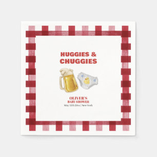 Serviette En Papier Gingham Huggies Chuggies Bière Couche Bébé Shower 