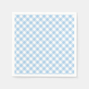 Serviette En Papier Gingham Rétro Bleu Bébé