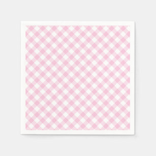 Serviette En Papier Gingham Rétro Rose Clair