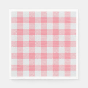 Serviette En Papier Gingham rose à carreaux mignon joli féminin