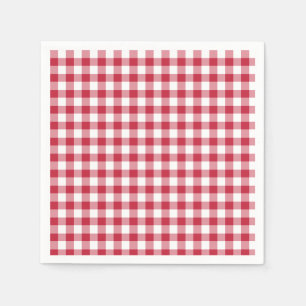 Serviette En Papier Gingham Rouge Cerise Classique