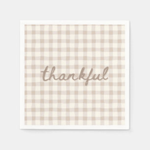 Serviette En Papier Gingham Tan Neutre Reconnaissant