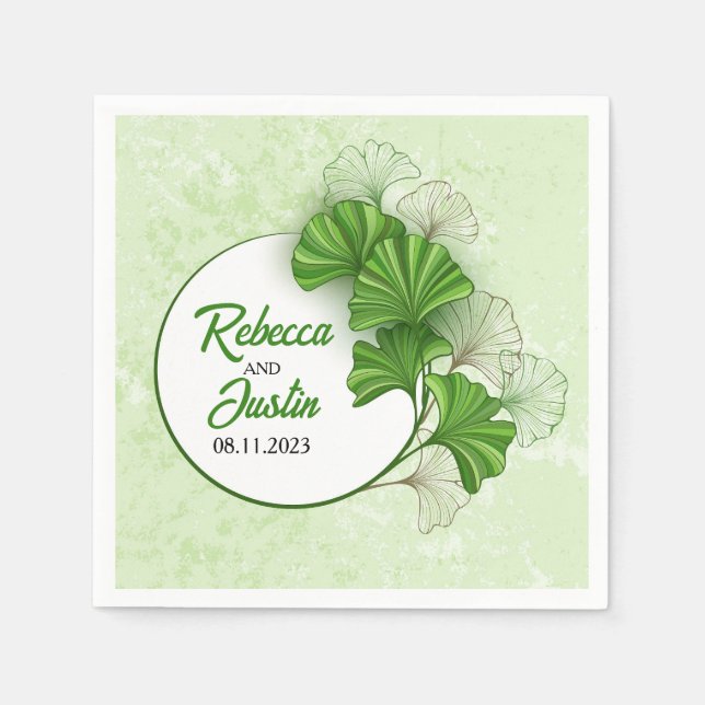 Serviette En Papier Ginkgo Biloba Modern Boho (Devant)
