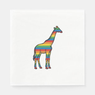 Serviette En Papier Girafe Arc-en-Ciel Gravure Vintage Design Vectorie