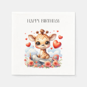 Serviette En Papier Girafe Avion Anniversaire