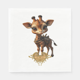 Serviette En Papier Girafe bébé en steampunk-dessin de style classique