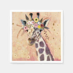 Serviette En Papier Girafe de Klimt   orné en fleurs