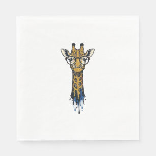 Serviette En Papier Girafe Gravé Vintage Avec Design De Lunettes_1