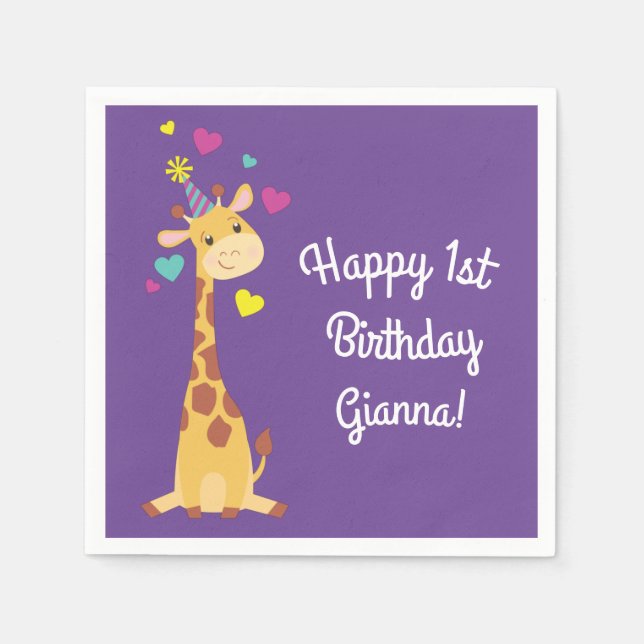 Serviette En Papier Giraffe Anniversaire de enfant Party Cute (Devant)