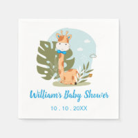 Giraffe Baby shower Napkin (Garçon animal Safari)
