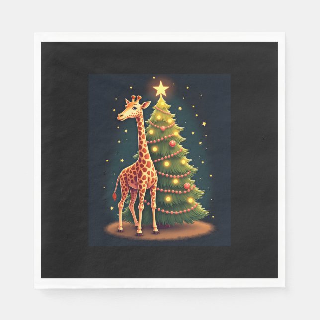 Serviette En Papier Giraffe de Noël Topper arbre officiel Funny Tall (Devant)