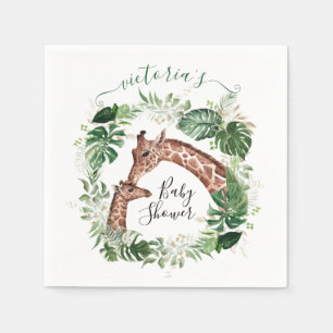 Serviette En Papier Giraffe et Baby Jungle Plaques en papier Baby show