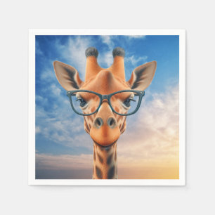 Serviette En Papier Giraffe portant des lunettes