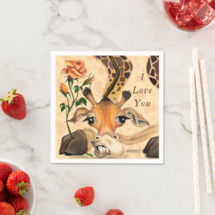 Serviette En Papier Giraffe Romantique - Messieurs - Ajouter Votre Tex