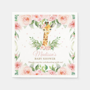 Serviette En Papier Giraffe Rose Floral Fille Baby shower Anniversaire