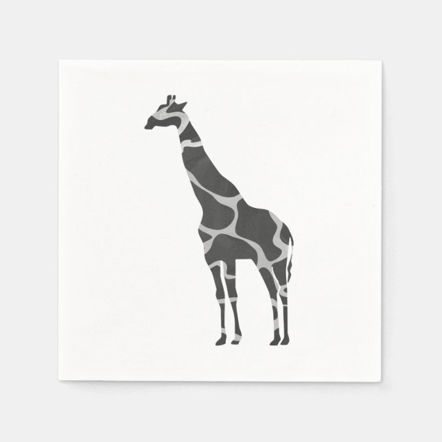 Serviette En Papier Giraffe Silhoutte noir et gris (Devant)