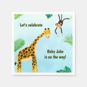 Serviette En Papier Giraffe & Singe Safari ou Zoo Party Animal