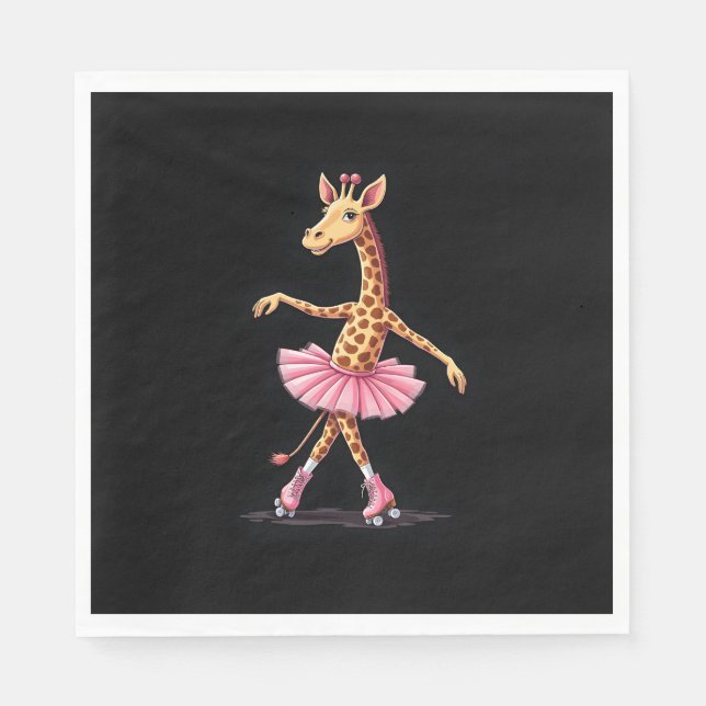 Serviette En Papier Giraffe Sur Patins À Roulettes En Débardeur Tutu R (Devant)