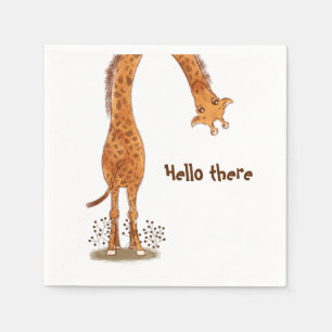 Serviette En Papier Giraffe, zoo animal anniversaire