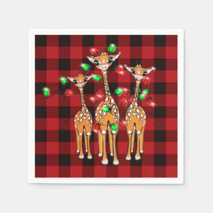 Serviette En Papier Giraffes de vacances, lumières scintillantes, desi